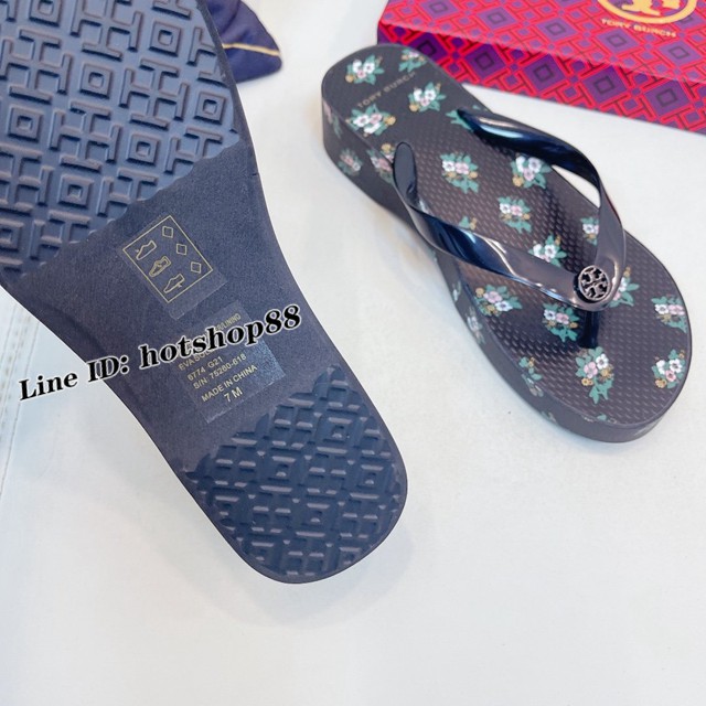 TORY BURCH2021年夏季新款女款坡跟人字拖TB官方春夏季主打款女士人字拖 dx2382